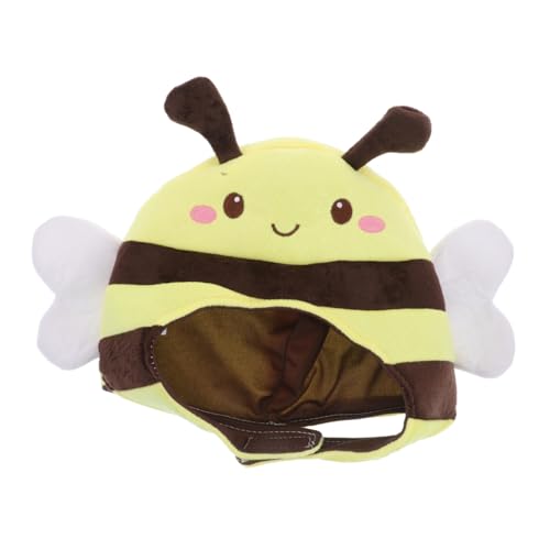 POPETPOP Lustige Kurze Bienen Kopfhaube Plüsch Hut Weiches Material Bequeme Tierkostüm Kopfbedeckung für Party Fasching Karneval und Auftritte von POPETPOP
