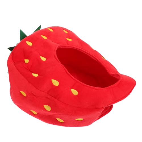 POPETPOP Lustige Plüsch Erdbeer Kopfbedeckung Weicher Cartoon Erdbeerhut Leichtes Kostüm Accessoire Für Erwachsene Festival Party Cosplay POPETPOP Lustige Plüsch Erdbeer Kopfbedeckung Weicher Cartoon Erdbeerhut Leichtes Kostüm Accessoire Für Erwachsene Festival Party Cosplay von POPETPOP