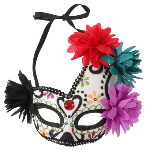 POPETPOP Mexikanische Tag der Toten Maske mit Zarten Leichte Halbgesichtsmaske für Halloween Karneval Cosplay Partys Hochwertige Party Dekorationsmaske von POPETPOP