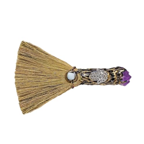 POPETPOP Mini Hexenbesen aus Natürlichem Amethyst Kristall Leichtes Langlebiges Halloween Deko Accessoire für Kostüm Party und Rollenspiele von POPETPOP