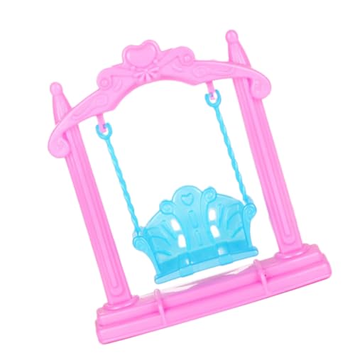 POPETPOP Mini Puppenhaus Schaukel Stuhl Kreatives Dekoratives Puppenhaus Zubehör Kompakte für Innen und Außenspiel für Puppenhausmöbel und Realistische Spielwelten Rosa von POPETPOP