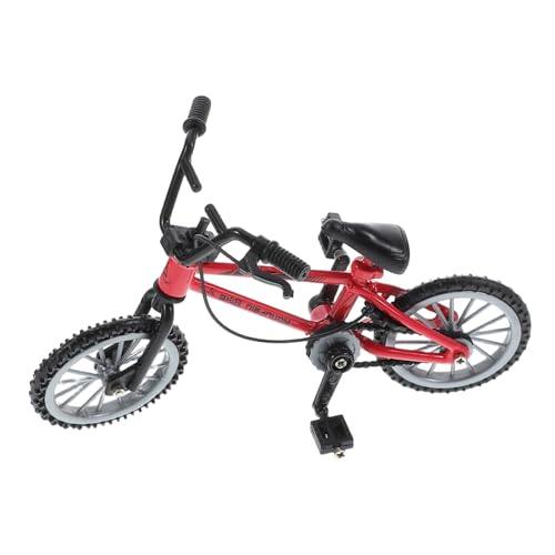 POPETPOP Miniatur Fahrrad Puppenhauszubehör Rotes Detailgetreues Modell mit Bremse Kreatives Foto Requisite Für Miniaturszenen Und Dekoration von POPETPOP