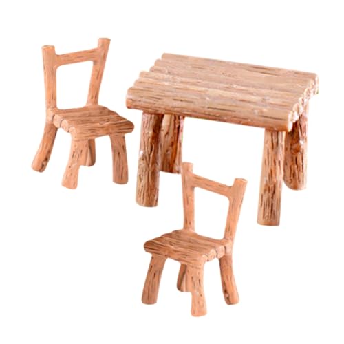 POPETPOP Miniatur Resin Gartenmöbel Set Teiliges Bonsai Tisch Stuhl Wetterfest Langlebig Natürliche Mikro Landschaft für Desktop und Puppenhaus Dekoration von POPETPOP