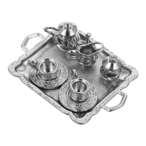 POPETPOP Miniatur Teeservice Teiliges Set Puppenhaus Miniatur Teetassen mit Untertassen und Milchkännchen Silberfarbene Puppenhausküche Dekoration POPETPOP Miniatur Teeservice Teiliges Set Puppenhaus Miniatur Teetassen mit Untertassen und Milchkännchen Silberfarbene Puppenhausküche Dekoration von POPETPOP