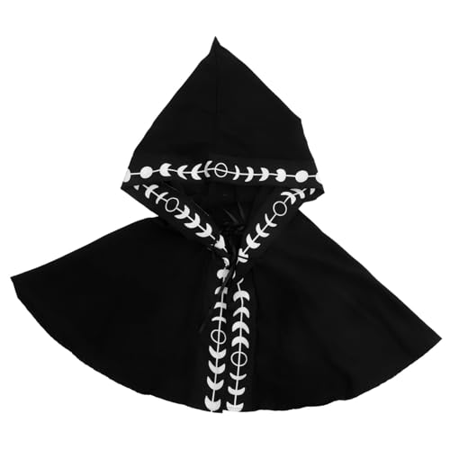 POPETPOP Mittelalterlicher Kapuzenumhang mit Gedrucktem Muster Steampunk Hut Atmungsaktiver Polyesterstoff Unisex Halloween Kostüm Cape für Damen und Herren Vielseitig für Cosplay und von POPETPOP