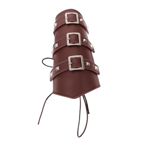 POPETPOP Mittelalterlicher PU Armschutz Verstellbar Halloween Cosplay Armbracer Punk Stil für Damen Herren Leichte Renaissance Armschiene POPETPOP Mittelalterlicher PU Armschutz Verstellbar Halloween Cosplay Armbracer Punk Stil für Damen Herren Leichte Renaissance Armschiene von POPETPOP