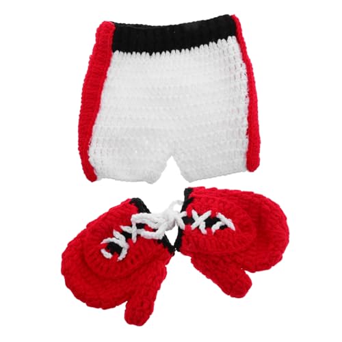 POPETPOP Neugeborenen Fotoshooting Outfit Häkeln Boxkostüm mit Handschuhen und Hose Weiches Babykostüm für Jungen und Mädchen für Babyfotoaufnahme und von POPETPOP