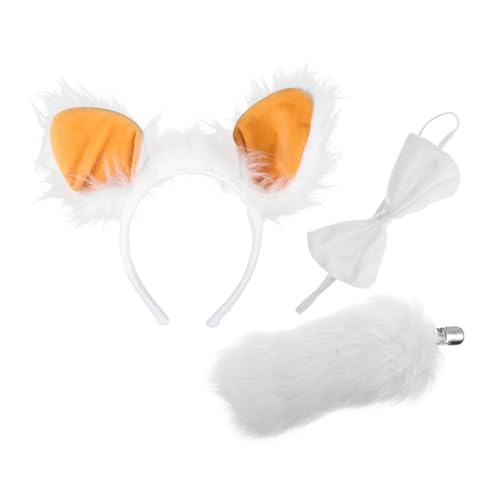 POPETPOP Niedliches Teiliges Schaf Kostüm mit Plüsch Schafsohren Schleife und Bequemes Haarband für Halloween Cosplay und Party Vielseitiges Tier Accessoire für Erwachsene von POPETPOP