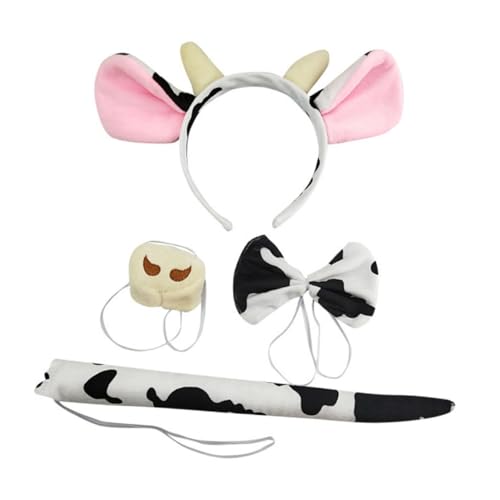 POPETPOP Plüsch Kuh Kostüm für Stirnband mit Hörnern und Halloween Party Tierkostüm Zubehör und Leicht für Aufführungen und Fotoshootings von POPETPOP