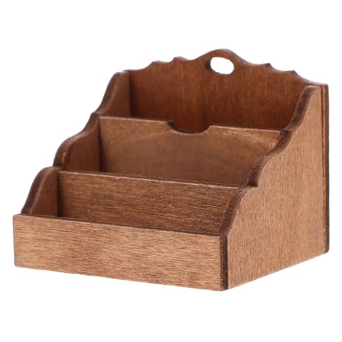 POPETPOP Puppenhaus Regal aus Holz Dekoratives Aufbewahrungsregal für Kleine Stoffpuppen Zubehör für Puppenhaus Szenen und Kreative Spielwelten von POPETPOP