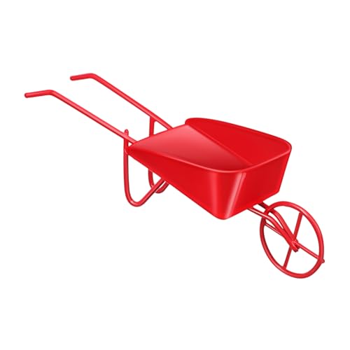 POPETPOP Puppenhauswagen Puppenhauszubehör Puppenhaus Kleine Schubkarren Vintage Tiny Möbel Accessoires Miniatur-puppenstubenmöbel Miniatur-schubkarre Schmiedeeisen Rot von POPETPOP