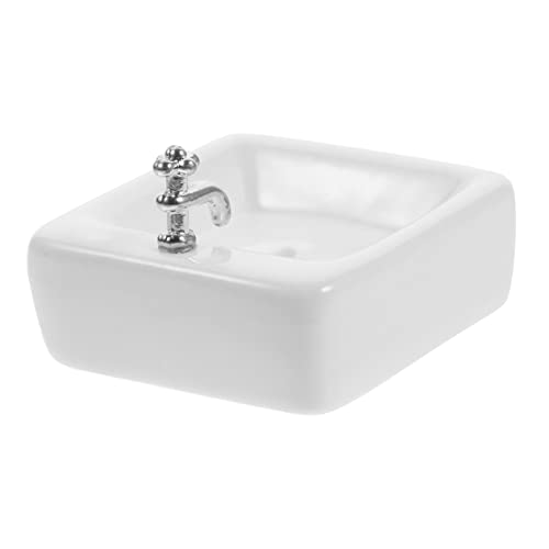 POPETPOP Puppenhauszubehör Waschbecken Dekoration Miniatur Badezimmer Waschbecken Puppenhaus Keramik Waschbecken Miniatur Keramik Waschbecken Miniatur Waschbecken Modell Badezimmer von POPETPOP