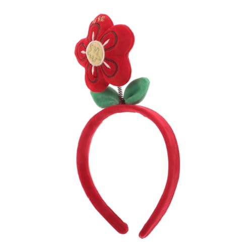 POPETPOP Rotes Blumenhaarband mit Kreativem Design Sicherem Halt und Niedlicher Kleiner Blüte Modisches Robustes Stirnband für Mädchen Geeignet für Alltag Festtage und Besondere Anlässe von POPETPOP