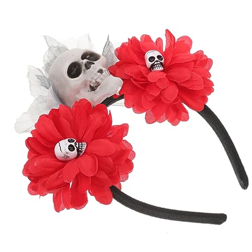 POPETPOP Schädel Stirnband mit Blumen Halloween Kopfbedeckung für Erwachsene Cosplay Haarband für Partys und Veranstaltungen Leicht und Bequem Foto Requisite von POPETPOP