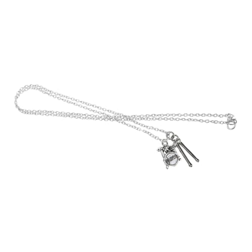 POPETPOP Schlagzeug-halskette Trommelschmuck Instrumentenschmuck Spezielles Trommelkettendekor Halskettenanhänger Schicke Halskette Hängende Trommelkette Musik Bezaubert Silver Legierung von POPETPOP