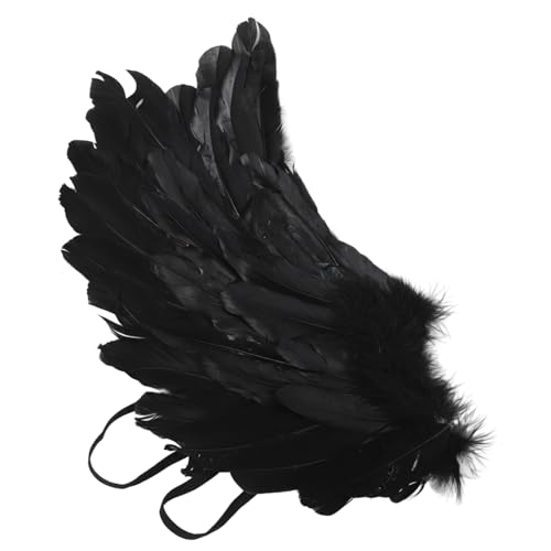 POPETPOP Schwarze Engelsflügel Kostüm Flügel Leicht Langlebig Bühnenrequisite für Halloween Cosplay Party Mädchen Prop von POPETPOP
