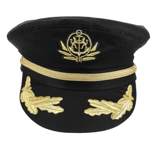 POPETPOP Schwarze Kapitänsmütze für Erwachsene Langlebiger Matrosen Cosplay Hut und Detailreich für Kostümparty Fasching und Maskeradeveranstaltungen POPETPOP Schwarze Kapitänsmütze für Erwachsene Langlebiger Matrosen Cosplay Hut und Detailreich für Kostümparty Fasching und Maskeradeveranstaltungen von POPETPOP