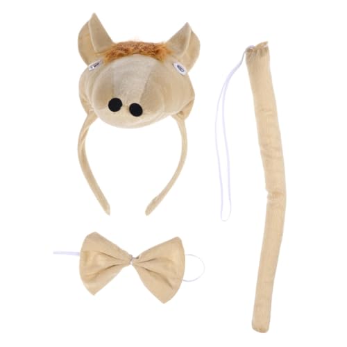 POPETPOP Set Dreidimensionales Dreiteiliges Set Stirnband Halloween Kostüm Zubehör Ostern Cosplay Kostüm Party Cosplay Requisite Tierkostüme Hellbraun Kurz Plüsch von POPETPOP