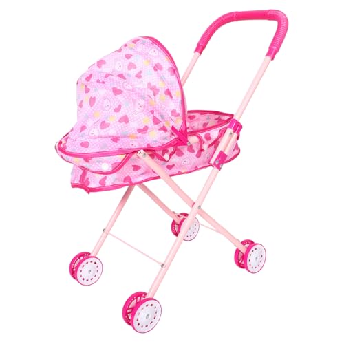 POPETPOP Simulierter Babywagen Rollenspielwagen Für Puppen Puppenwagen Kinderwagen Babypuppenwagen Kinderwagen-spielset Kinderwagen Oxford-Stoff Rosa von POPETPOP