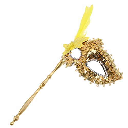 POPETPOP Stick Gold Glitzer Halbgesichts Maske für Karneval Fasching Kostümparty Bühnenauftritte und Festliche Dekoration POPETPOP Stick Gold Glitzer Halbgesichts Maske für Karneval Fasching Kostümparty Bühnenauftritte und Festliche Dekoration von POPETPOP