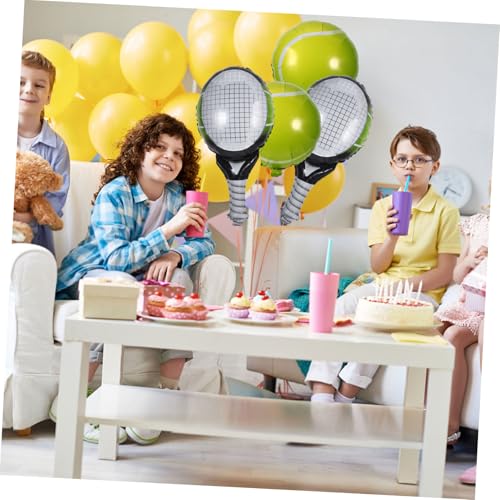 POPETPOP Tennis Party Folienballons Teilig mit Grünen Tennisschlägern und Hellen Tennisbällen Aluminiumfolie Dekoration für Sportmotto Geburtstagsfeiern und Festliche Events von POPETPOP