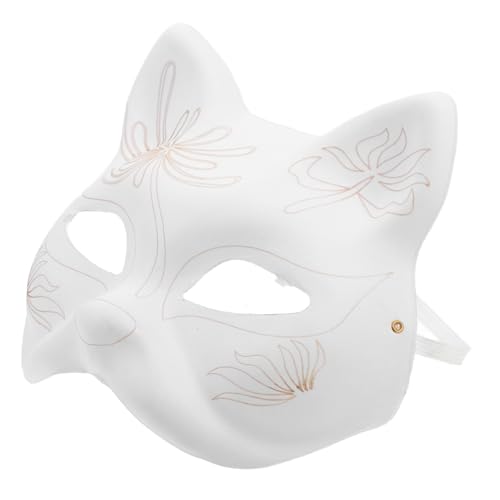 POPETPOP Unbemalte Papier Katzenmaske zum Bemalen Leichte DIY Masquerade Maske für Party und Halloween Bequeme Blanko Tiermaske Einstellbare für Erwachsene und Jugendliche von POPETPOP