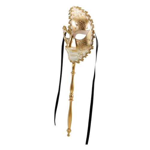 POPETPOP Venezianische Halbgesichtsmaske Weiß mit Stab Dekorative Faschingsmaske für Karneval Halloween Maskenball Cosplay Party und Festliche Kostümierungen POPETPOP Venezianische Halbgesichtsmaske Weiß mit Stab Dekorative Faschingsmaske für Karneval Halloween Maskenball Cosplay Party und Festliche Kostümierungen von POPETPOP