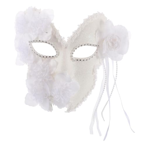 POPETPOP Venezianische Maske Floraler Spitze Weiße Karneval Masquerade Ball Maske Unisex Fullface Design für Halloween Tanzparty Festliche Verkleidung Venezianische Accessoire POPETPOP Venezianische Maske Floraler Spitze Weiße Karneval Masquerade Ball Maske Unisex Fullface Design für Halloween Tanzparty Festliche Verkleidung Venezianische Accessoire von POPETPOP