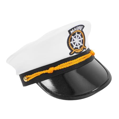 POPETPOP Verstellbare Kapitänsmütze mit Stickerei Stil für Herren und Damen Komfortable Boot Mütze für Nautische Kostüme Halloween Karneval und Themenpartys von POPETPOP