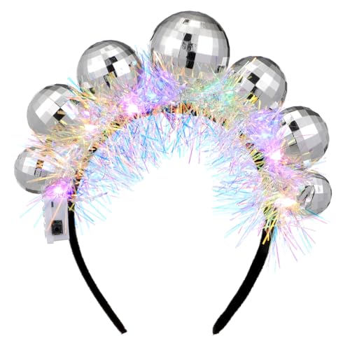 POPETPOP Vintage Disco Ball Stirnband Weihnachten Elastisch Verstellbar Party Kopfschmuck Damen Mädchen Disco Kostüm Zubehör POPETPOP Vintage Disco Ball Stirnband Weihnachten Elastisch Verstellbar Party Kopfschmuck Damen Mädchen Disco Kostüm Zubehör von POPETPOP