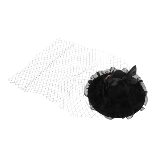 POPETPOP Vintage Fascinator Haarclip mit Gothic Hut und Schleier Leichter Schwarzer Haarreif für Damen Geeignet für Karneval Retro Party Bühnenauftritt und Maskenball von POPETPOP