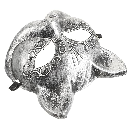 POPETPOP Vintage Fox Halbgesichtsmaske Silber für Halloween und Maskenball Leichte Dekorative Tiermaske Funkelndes Cosplay Accessoire für Frauen für Fasching und Kostümpartys von POPETPOP