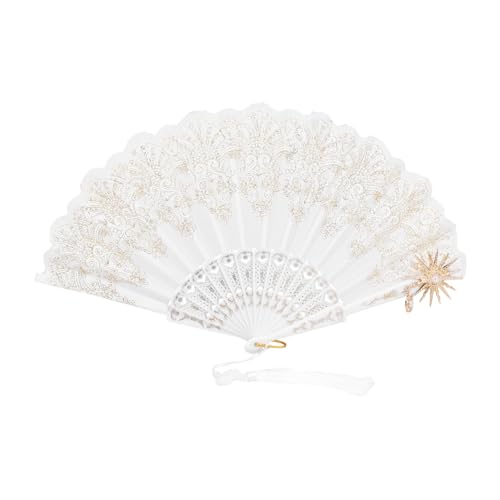 POPETPOP Vintage Spitzen Faltfächer Handfächer mit Anhänger Stabiles Faltbares Spitzen Deko Accessoire für Hochzeit Tanz Fotorequisit und Sommerliche Events POPETPOP Vintage Spitzen Faltfächer Handfächer mit Anhänger Stabiles Faltbares Spitzen Deko Accessoire für Hochzeit Tanz Fotorequisit und Sommerliche Events von POPETPOP