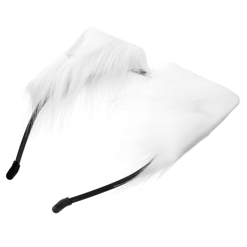 POPETPOP Weißes Katzenohren Stirnband aus Kunstpelz Bequemes Party Cosplay Accessoire für Halloween und Alltag Niedliches Haarband für Mädchen und Frauen Dekoratives Katzenkostüm Zubehör von POPETPOP