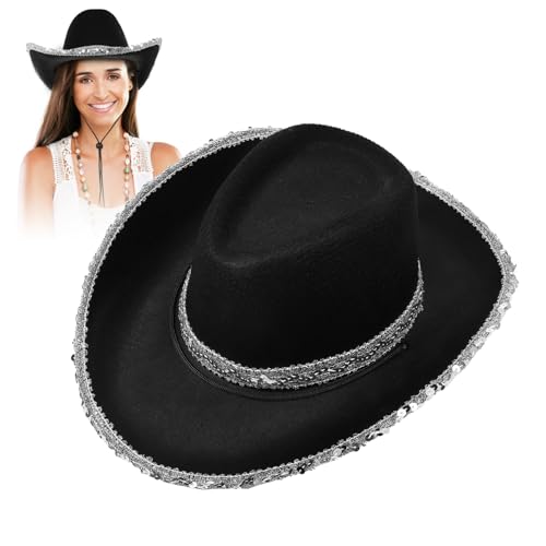 POPETPOP Western Cow Boy Hut mit Breiter Krempe Leichter Robuster Filz Verstellbarem Band Vielseitig für Westernpartys Kostüme Festivals Herren und Damen Klassischer Vintage Stil von POPETPOP