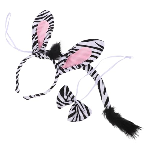 POPETPOP Zebra Kostüm Teilig mit Ohren Haarreif Elastischem und Schleife für Damen Karneval Fasching Halloween Party Tierkostüm Zubehör von POPETPOP