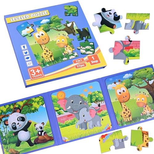 Kinderpuzzle Magnet, 37-teiliges Puzzle, Magnetisches Tier-Puzzle für Kinder ab 3 Jahren, Reisespiel für den Roadtrip oder das Flugzeug von POPGMMT