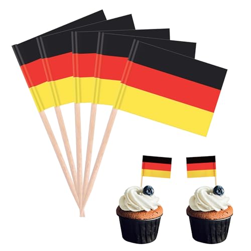 POPOYU 100 Stück Deutschland Zahnstocher Flaggen,Deutschland Flagge Fahne Klein Cocktail Tischdeko für Deutschland Deko Em 2024,Euro,Eurovision Contest,Olympische Cupcake-Topper,Zahnstocher,Pub-deko POPOYU 100 Stück Deutschland Zahnstocher Flaggen,Deutschland Flagge Fahne Klein Cocktail Tischdeko für Deutschland Deko Em 2024,Euro,Eurovision Contest,Olympische Cupcake-Topper,Zahnstocher,Pub-deko von POPOYU