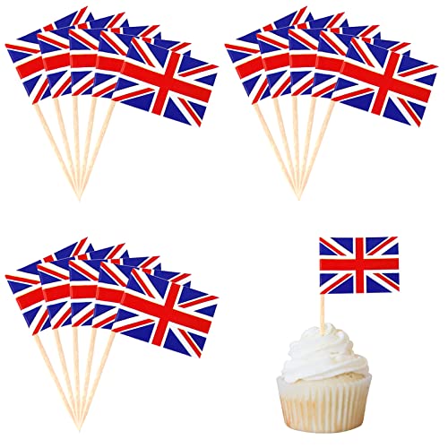 100 Stück King Coronation Union Jack Flagge, Cocktailspieße, Mini-Zahnstocher, Sandwich, Essen, Cupcakes, Aufsätze für King's Birthday, British Royal Events, Union Jack Royal Street Partyzubehör 100 Stück King Coronation Union Jack Flagge, Cocktailspieße, Mini-Zahnstocher, Sandwich, Essen, Cupcakes, Aufsätze für King's Birthday, British Royal Events, Union Jack Royal Street Partyzubehör von POPOYU