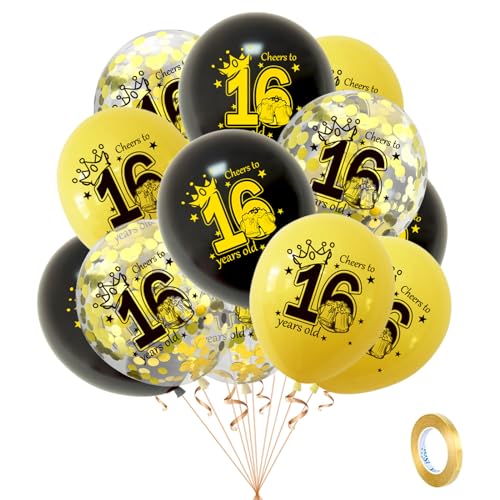 Gold Schwarz Luftballons 16. Geburtstag Deko,15 Stück Happy Birthday Luftballons Schwarz Gold Deko,16. Konfetti Zahlenballon,16. Geburtstag Deko Set für Mädchen Jungen 16 Geburtstag Party Dekoration Gold Schwarz Luftballons 16. Geburtstag Deko,15 Stück Happy Birthday Luftballons Schwarz Gold Deko,16. Konfetti Zahlenballon,16. Geburtstag Deko Set für Mädchen Jungen 16 Geburtstag Party Dekoration von POPOYU