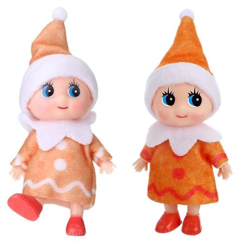 2 St Mini-Puppe Elf Weihnachten Baby Winziger Weihnachts Lebkuchenmann Elf für Kinder,Puppe Baby Elf im Regal Weihnachten Neuheit Spielzeug Puppen Elfen Baby Spielzeug für Weihnachten Neujahr Geschenk von POPOYU