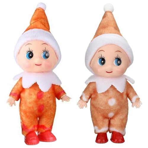 2 St Mini-Puppe Elf Weihnachten Baby Winziger Weihnachts Lebkuchenmann Elf für Kinder,Puppe Baby Elf im Regal Weihnachten Neuheit Spielzeug Puppen Elfen Baby Spielzeug für Weihnachten Neujahr Geschenk von POPOYU