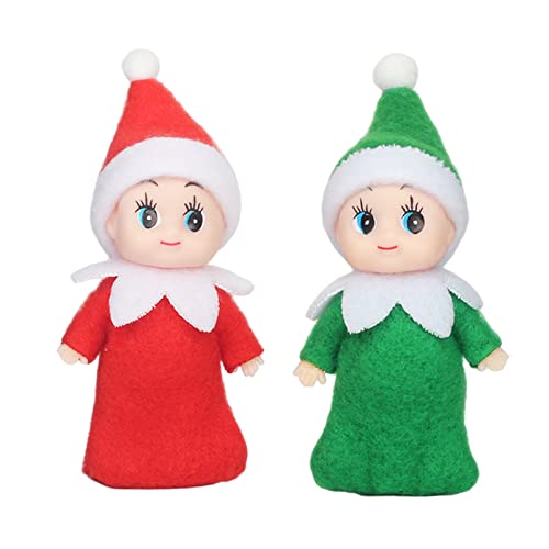 2 Stück Mini Weihnachtliche Baby-Elfen-Puppe im Regal kleine Weihnachts-Elfen-Puppe für Mädchen und Jungen Neuheit Spielzeug Winzige Baby-Elfen-Puppe für Weihnachtstradition Geschenk-Strumpf zubehör von POPOYU