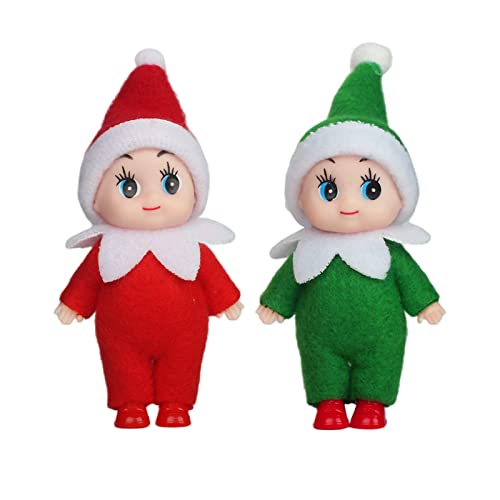 2 Stück Mini Weihnachtliche Baby-Elfen-Puppe im Regal kleine Weihnachts-Elfen-Puppe für Mädchen und Jungen Neuheit Spielzeug Winzige Baby-Elfen-Puppe für Weihnachtstradition Geschenk-Strumpf zubehör von POPOYU
