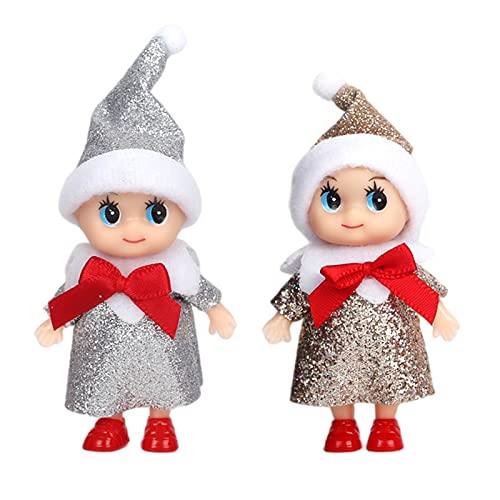 2 Stück Mini Weihnachtliche Baby-Elfen-Puppe im Regal kleine Weihnachts-Elfen-Puppe für Mädchen und Jungen Neuheit Spielzeug Winzige Baby-Elfen-Puppe für Weihnachtstradition Geschenk-Strumpf zubehör von POPOYU