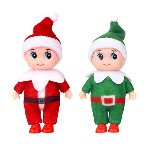 2 Stück Mini Weihnachtliche Baby-Elfen-Puppe im Regal kleine Weihnachts-Elfen-Puppe für Mädchen und Jungen Neuheit Spielzeug Winzige Baby-Elfen-Puppe für Weihnachtstradition Geschenk-Strumpf zubehör von POPOYU