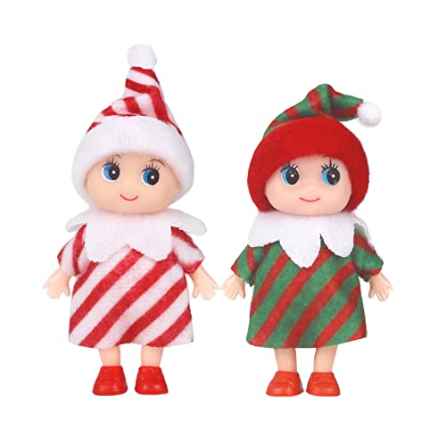 2 Stück Mini Weihnachtliche Baby-Elfen-Puppe im Regal kleine Weihnachts-Elfen-Puppe für Mädchen und Jungen Neuheit Spielzeug Winzige Baby-Elfen-Puppe für Weihnachtstradition Geschenk-Strumpf zubehör von POPOYU