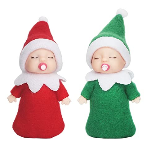 2 Stück Mini Weihnachtliche Baby-Elfen-Puppe im Regal kleine Weihnachts-Elfen-Puppe für Mädchen und Jungen Neuheit Spielzeug Winzige Baby-Elfen-Puppe für Weihnachtstradition Geschenk-Strumpf zubehör von POPOYU