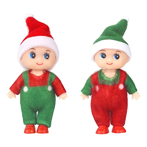 2 Stück Mini Weihnachtliche Baby-Elfen-Puppe im Regal kleine Weihnachts-Elfen-Puppe für Mädchen und Jungen Neuheit Spielzeug Winzige Baby-Elfen-Puppe für Weihnachtstradition Geschenk-Strumpf zubehör von POPOYU