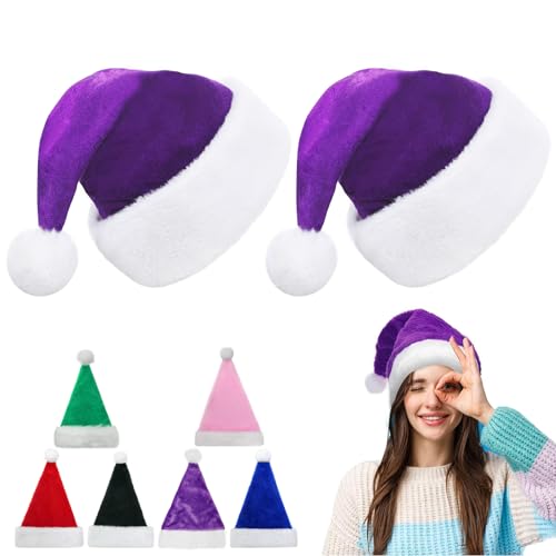 2 Stück Weihnachtsmütze Nikolausmütze Erwachsene Plüsch,45cm Plüsch Nikolausmütze mit Doppeltem Samt für Weihnachtsfeiern,Bequemes Dicker Klassischer nikolaus mütze für festliche Partys im neuen Jahr von POPOYU